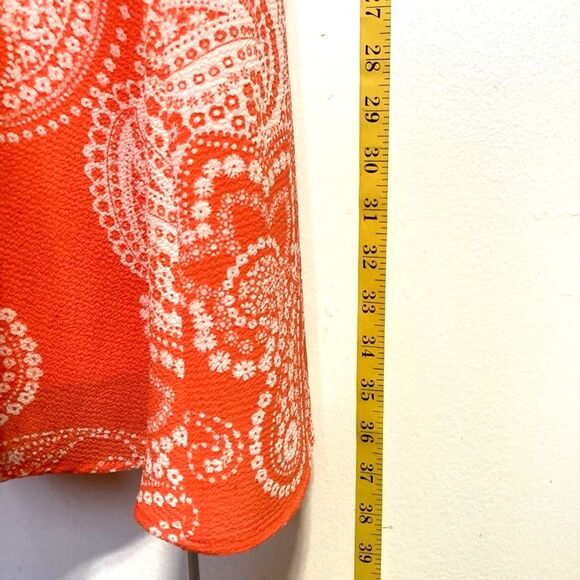 STUDIO 1 New York Dress Orange Coral White Paisley Design A Line Womens 12 - Picture 7 of 14